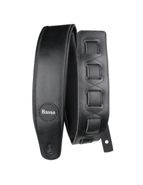 Basso® CLASSIC Vintage Black Correa Guitarra Cuero 7cm Largo: 145cm