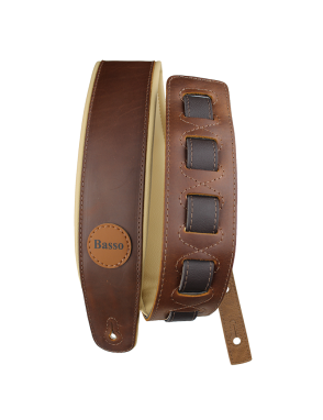 Basso® CLASSIC Vintage Brown Correa Guitarra Cuero 7cm Largo: 145cm