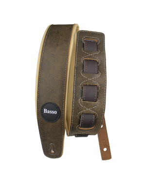 Basso® CLASSIC Green Camouflage Correa Guitarra Cuero 7cm Largo: 145cm