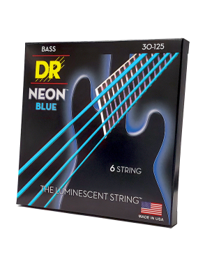 DR HI-DEF NEON Blue 30-125 Cuerdas Bajo Eléctrico 6 Cuerdas Medium | Azul