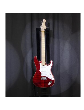 Aria® 714-MK2 Guitarra Eléctrica Fullerton Flamed Stratocaster® Style |  Ruby Red