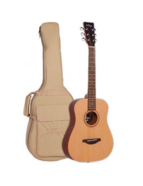 Vintage® Guitarra Acústica Travel Zurdo LHVTG100 Con Funda Color: Natural